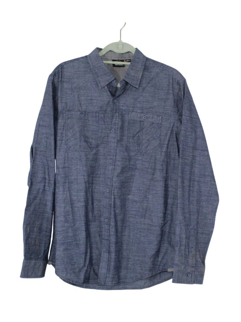 Burnside Men’s Blue Chambray Button Up Long Sleeve Shirt Casual Work Large NWT